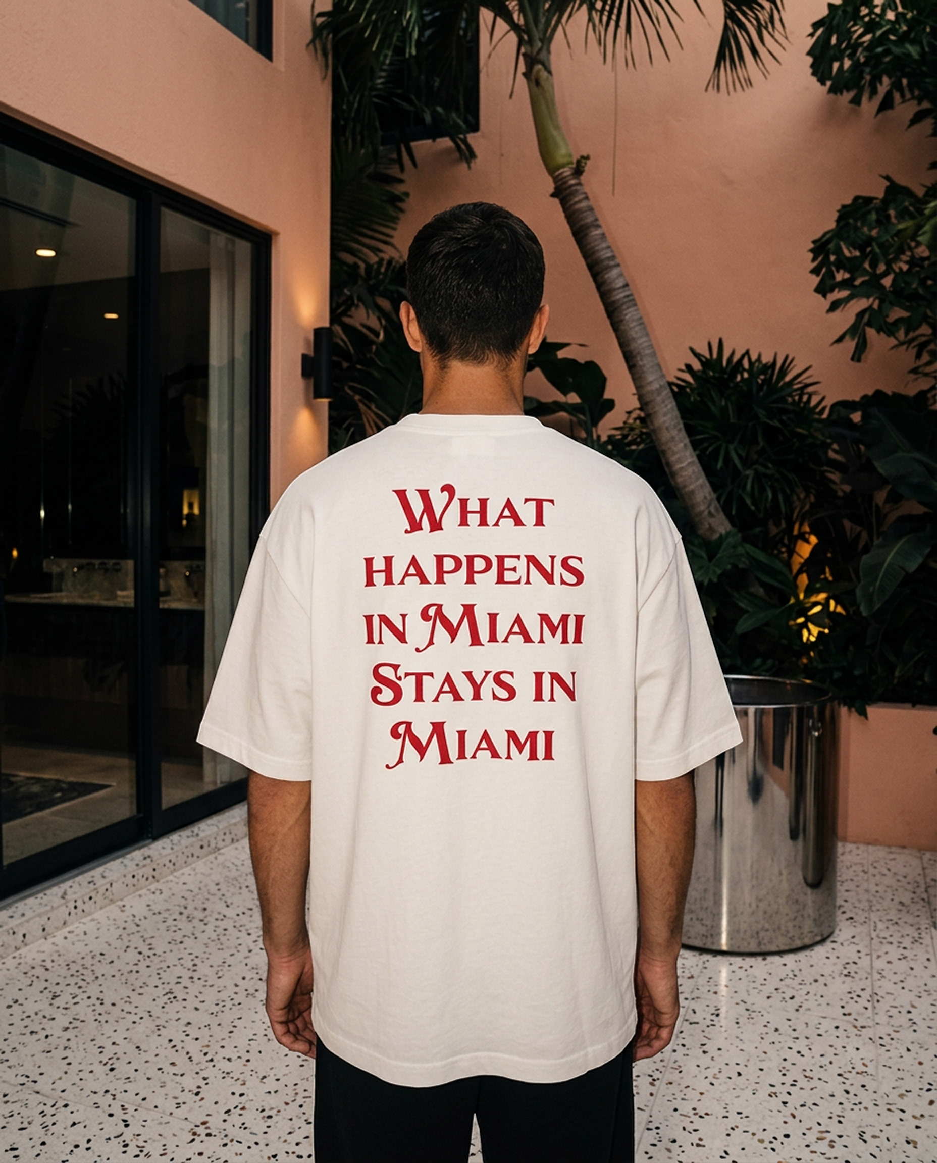 What Happens In Miami - Tee- white/red